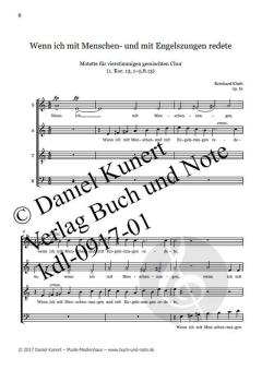 Hochzeitsmotette "Wenn ich mit Menschen- und mit Engelszungen redete" von Reinhard Kluth 