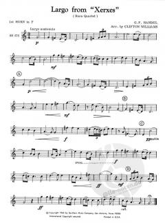 Largo from 'Xerxes' von Georg Friedrich Händel für Hornquartett
