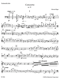 Konzert in e-Moll op. 85 von Edward Elgar für Violoncello und Orchester im Alle Noten Shop kaufen (Einzelstimme)