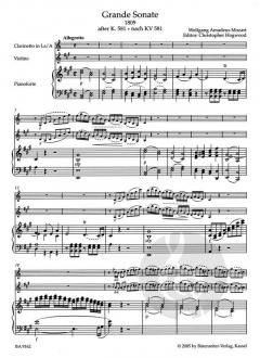 Grande Sonate nach dem Klarinettenquintett KV 581 von Wolfgang Amadeus Mozart für Klarinette in A (oder Violine) und Klavier (1809) im Alle Noten Shop kaufen