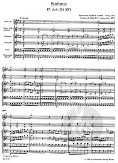 Sinfonie in B-Dur KV Anh. 214 (45b) von Wolfgang Amadeus Mozart 