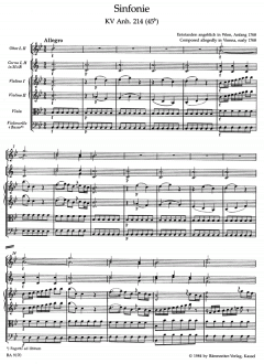 Sinfonie in B-Dur KV Anh. 214 (45b) von Wolfgang Amadeus Mozart 
