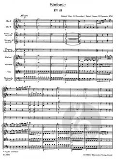 Sinfonie Nr. 8 in D-Dur KV 48 von Wolfgang Amadeus Mozart 
