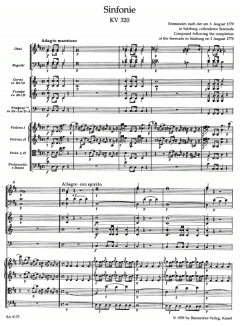 Sinfonie in D-Dur nach der Serenade KV 320 von Wolfgang Amadeus Mozart 