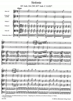 Sinfonie in B-Dur KV Anh. 216 (74g) von Wolfgang Amadeus Mozart 