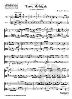 3 Madrigale von Bohuslav Martinu für Violine und Viola im Alle Noten Shop kaufen