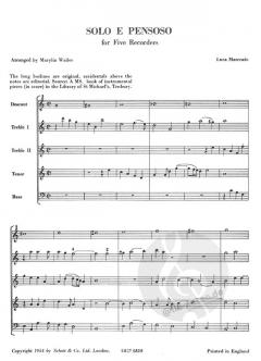 Solo e Pensoso von Luca Marenzio 