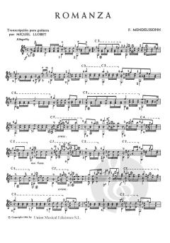Romanza (Llobet) For Guitar von Felix Mendelssohn Bartholdy 