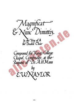 Naylor, E Magnificat And Nunc Dimittis In a Double Choir 