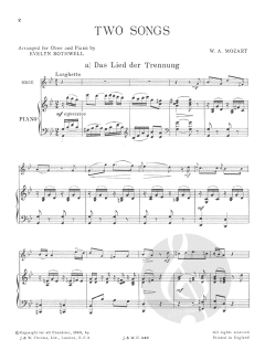 Two Songs For Oboe And Piano von Wolfgang Amadeus Mozart im Alle Noten Shop kaufen
