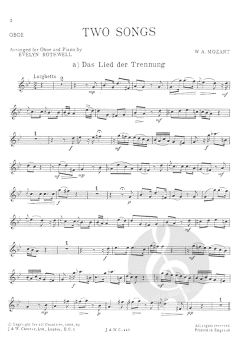 Two Songs For Oboe And Piano von Wolfgang Amadeus Mozart im Alle Noten Shop kaufen