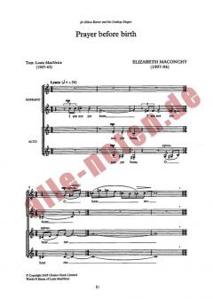 Prayer Before Birth For SSAA Chorus (Elizabeth Maconchy) 