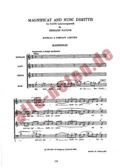 Magnificat And Nunc Dimittis SATB (Unaccompanied) von Bernard Naylor 