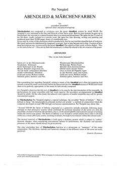 Abendlied Und Marchenfarben (Score) (Per Norgard) 