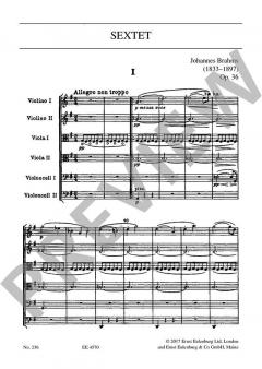 Streichsextett G-Dur op. 36 von Johannes Brahms für 2 Violinen, 2 Violen und 2 Violoncelli im Alle Noten Shop kaufen