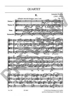 Streichquartett Es-Dur op. 51 B 92 von Antonín Dvorák im Alle Noten Shop kaufen