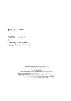 Sinful Songs (Bent Sorensen) 