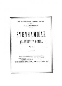 Quartett IV A-Moll Op. 25 von Wilhelm Stenhammer 