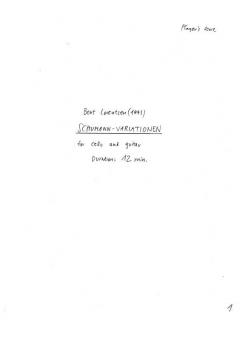 Schumann Variationen, Kopi von Bent Lorentzen 