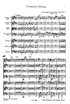 Concerto grosso D-Dur op. 3/1 von Francesco Geminiani für Streichquartett und Streichorchester im Alle Noten Shop kaufen