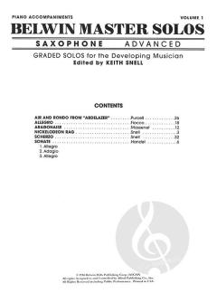 Belwin Master Solos Vol. 1 Advanced (Piano Accompaniments) von Henry Purcell 