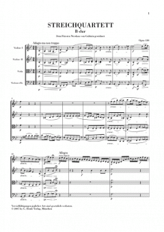 Streichquartett B-dur op. 130 & Große Fuge op. 133 von Ludwig van Beethoven im Alle Noten Shop kaufen (Stimmensatz)