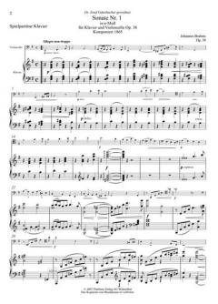 Sonate e-Moll Op. 38 für Violoncello und Klavier von Johannes Brahms im Alle Noten Shop kaufen