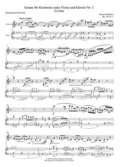 Sonate Es-Dur Op. 120 Nr. 2 von Johannes Brahms für Klarinette und Klavier im Alle Noten Shop kaufen