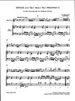 Sonate Nr. 1 in e-Moll op. 5 von Jean Baptiste Loeillet 'de Gant 