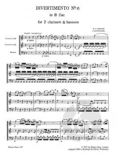 Divertimento Nr. 6 KV Anh. 229 von Wolfgang Amadeus Mozart für Holzbläser Trio im Alle Noten Shop kaufen