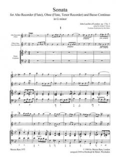 6 Sonaten op. 1: Nr. 3 g-Moll (Jean Baptiste Loeillet 'de Gant) 