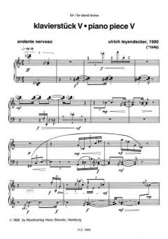 Klavierstück V von Ulrich Leyendecker im Alle Noten Shop kaufen