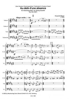 Au-delà d'une absence von Krzysztof Meyer für Streichquartett im Alle Noten Shop kaufen