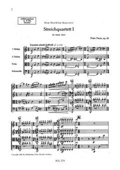 Streichquartett Nr. 1 (In einem Satz) von Hans Poser im Alle Noten Shop kaufen (Partitur)