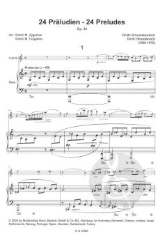 24 Präludien von Dmitri Schostakowitsch für Violine und Klavier im Alle Noten Shop kaufen