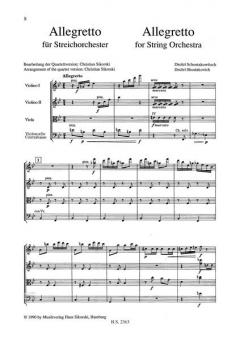 Adagio - Allegretto von Dmitri Schostakowitsch für Streichorchester (nach der Quartett-Fassung des Komponisten) im Alle Noten Shop kaufen (Partitur)