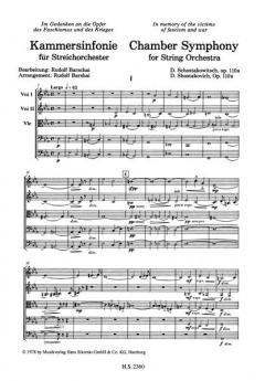 Kammersinfonie op. 110a von Dmitri Schostakowitsch für Streichorchester (nach dem Streichquartett Nr. 8) im Alle Noten Shop kaufen (Partitur)