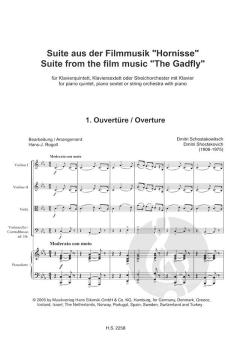 Suite aus der Filmmusik Hornisse von Dmitri Schostakowitsch für Klavierquintett, Klaviersextett oder Streichorchester mit Klavier im Alle Noten Shop kaufen
