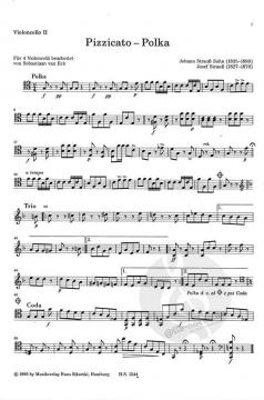 Pizzicato-Polka - Polonaise de Concert für 4 Violoncelli im Alle Noten Shop kaufen (Stimmensatz)