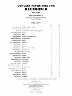 Concert Repertoire For Recorder (Sally Adams) 