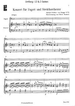 Konzert für Fagott F-Dur (Fagott, Klavier) (Adolph Freiherr von Knigge) 