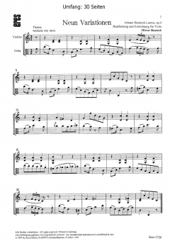 Neun Variationen (Violine, Viola) von Joh. Hinrich Loewe 