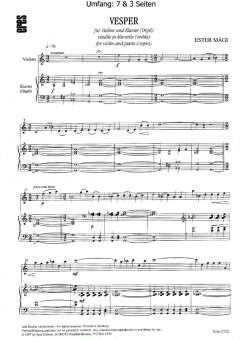 Vesper (Violine und Orgel) von Ester Mägi im Alle Noten Shop kaufen