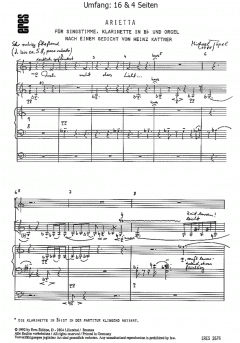 Arietta (Singstimme, Klarinette in Bb und Orgel) (Michael Töpel) 