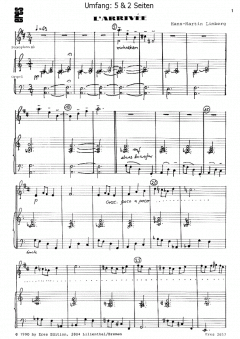 L'arrivee (Saxophon, Orgel) von Hans-Martin Limberg 