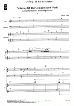 Pastorale Of Computerized World (Flöte,Cello,Klavier) (Peeter Vähi) 
