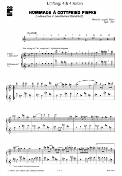 Hommage à Gottfried Piefke von Heinrich Leopold Balzer für Holzbläser Duo im Alle Noten Shop kaufen