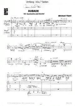 Aubade (Klarinette, Klavier) von Michael Töpel 