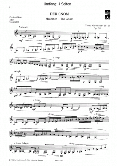 Der Gnom op.198 (Klarinette) von Tauno Marttinen 
