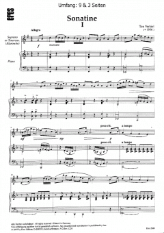 Sonatine (Saxophon oder Klarinette, Klavier) von Ton Verhiel 